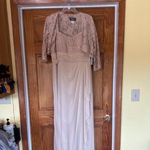 Eva Long Mother of the Bride Lace Chiffon Jacket Dress